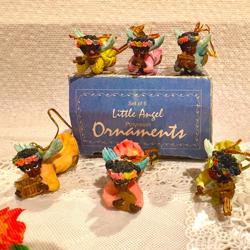 Giftco Set of 6 Little Angel Instrument Playing Polyresin Christmas Ornaments